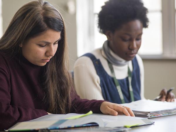 Students with books